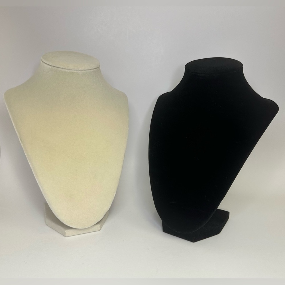 Elegant Velvet Black and Cream Jewelry Display Bust Set - Picture 5 of 8